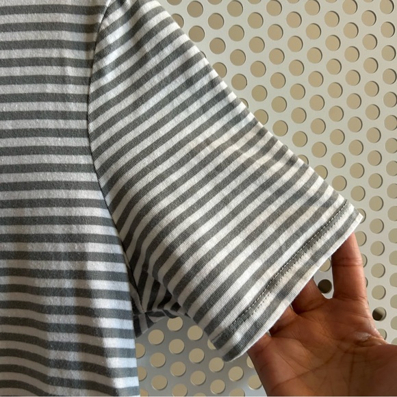 Ella Moss The Perfect Tee Striped Short Sleeve Size Medium in White/Green - Picture 4 of 7